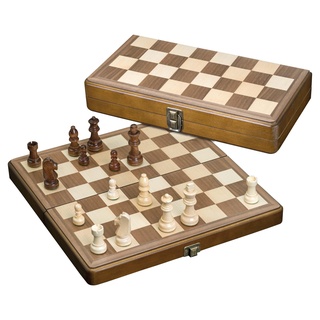 Philos 2625 - Schach, Schachspiel, Schachkassette Walnuss medium, Feld 33 mm, Königshöhe 65 mm, Holz