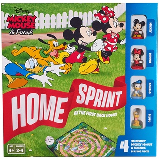 Disney Mickey and Friends Home Sprint Brettspiel, 4 x Disney Spielteile inklusive Mickey, Minnie, Donald und Pluto, familienfreundliches Spiel, tolles Geschenk für Kinder, ab 4 Jahren