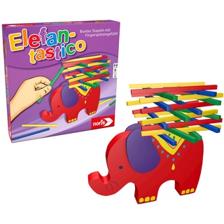 noris 606011640 Elefantastico Buntes Stapeln mit Fingerspitzengefühl Stapelspiel mit hochwertigem Holzspielmaterial, ab 3 Jahren, Mehrfarbig