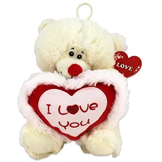 BEMIRO Tierkuscheltier I love you Teddy mit Herz - ca. 30 cm weiß