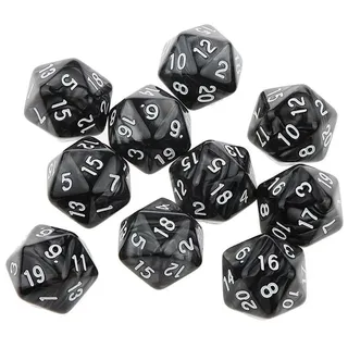 Yourandoll 10 STÜCKE Polyedrische Würfel D20 Würfel Dice Spielwürfel for DND RPG Tischspiele (Schwarz)