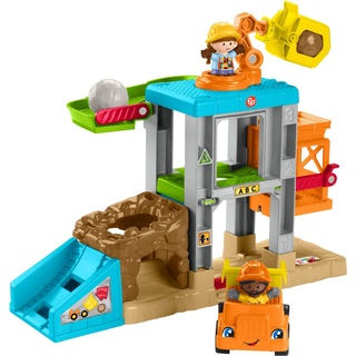 Fisher-Price HCJ64 - Little People Baustellen-Spielset mit Geräuschen, Musik und Kipplaster, Spielzeug von 1 bis 5 Jahren