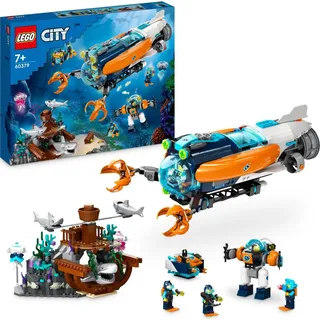 LEGO 60379 City Forscher-U-Boot Spielzeug, Unterwasser-Set mit Drohne, Mech, Minifiguren von Tauchern und Tierfiguren, Geschenk zum Geburtstag für... - Schwarz