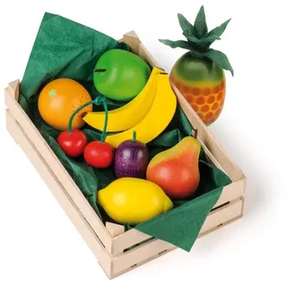 Erzi® Kaufladensortiment, (Set, 10-tlg), Sortiment Obst, 10 Teile Holzobst in der Stiege, Kaufladenzubehör bunt