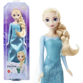 Mattel Disney Die Eiskönigin Elsa Puppe, Die Eiskönigin Puppe, kämmbare blonde Haare, beweglich, ausziehbare Schuhe, Disney Geschenke, Spielzeug ab 3 Jahre, HLW47