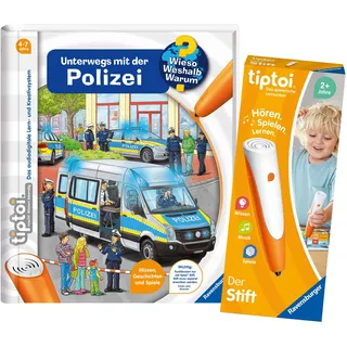 tiptoi Ravensburger Buch - Unterwegs mit der Polizei + Ravensburger 00801 - Der Stift mit Aufnahmefunktion
