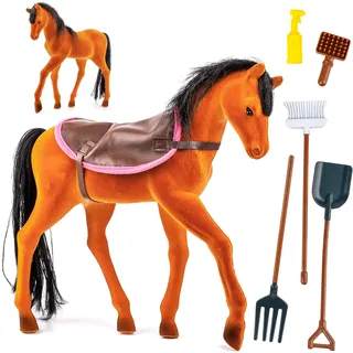 Pferd/Spielzeugpferd + Zubehör verschiedene Modelle & Größen wählbar großes Pferd - 30 cm hoch passend für Barbie Puppen - Steffi Love - LOL Surprise ..