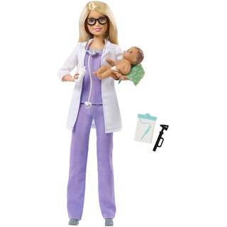 Barbie FPR44 Kinderärztin Puppe mit Baby, Medizin Spielset mit Arzt Zubehörteilen, ab 3 Jahren