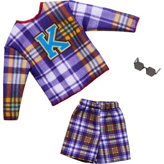 Mattel® Anziehpuppe Mattel HRH35 - Barbie Ken Modeset - Lila Outfit mit "K"-Emblem