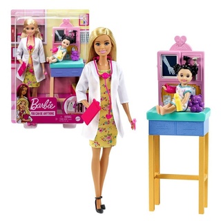 Barbie Anziehpuppe Barbie Kinderärztin Mattel Spiel-Set mit Möbel, Puppe & Accessoires bunt