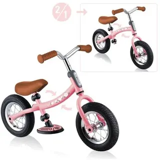 GLOBBER GO BIKE AIR – Laufrad für Kinder, 10,8 Zoll Luftbereifung, Lenker und Sattel höhenverstellbar, pastellrosa