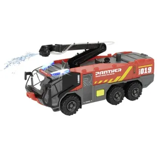 Dickie Toys Flughafenfeuerwehr von Rosenbauer, Panther, beweglicher Löscharm, Licht & Sound, inkl. Batterien, Wasserspritzfunktion, Freilauf