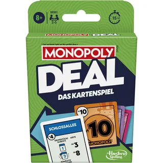 Monopoly Deal Kartenspiel, der Klassiker in der schnellen Version, Strategiespiel für Erwachsene und Kinder, ideal für unterwegs, Geschenk zu Weihnachten, Neujahr oder Wichteln