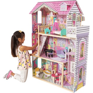 KidKraft Annabelle Puppenhaus aus Holz mit Möbeln und Zubehör, Spielset mit Aufzug und Balkon für 30 cm große Puppen, Spielzeug für Kinder ab 3 Jahre, 65934