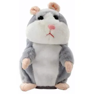 16 cm Sprechende Plüschtier Hamster Wiederholt Elektronische Haustiere Spielzeug Für Baby Kinder Wiederholt-Funktion Talking Plüschhamster, grau