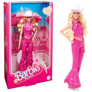 Barbie THE MOVIE - Puppe für Barbie Filme Fans, Margot Robbie als Barbie; Sammelpuppe im Western-Outfit mit Cowboyhut & Stiefeln mit Barbie Zubehör, als Geschenk für Kinder ab 3 Jahren geeignet, HPK00
