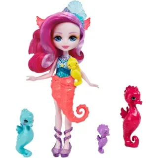 MATTEL HCF73 Royal Enchantimals Sedda Seahorse-Puppe (ca. 15 cm) mit 4 Tierfiguren