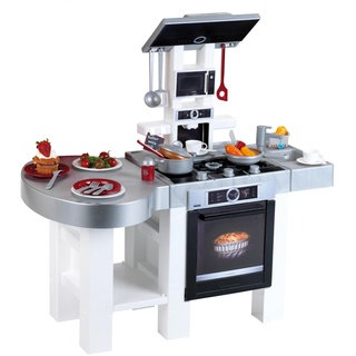 Klein Theo 7155 Bosch Küche 'Modern Style', Beidseitig bespielbare Spielküche mit Licht und Sound, inklusive Pump-Wasserhahn, Koch- und Kaffee-Utensilien, Spielzeug für Kinder ab 3 Jahren