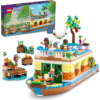 LEGO 41702 Friends Hausboot, Spielzeugboot für Jungen und Mädchen ab 7 Jahren mit Garten, 4 Mini-Puppen und Tierfigur, von Natur inspiriertes Ges...