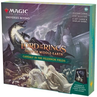 Magic: The Gathering Der Herr der Ringe: Geschichten aus Mittelerde Szenenbox – Gandalf auf den Feldern des Pelennor (6 Szenenkarten, 6 Artwork-Karten, 3 Set Booster + Aufsteller) (Englische Version)