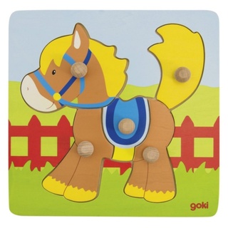 goki Steckpuzzle Steckpuzzle Pferd 5tlg. Holzpuzzle Holzspielzeug 57514, 5 Puzzleteile, Mit extra großen Teilen bunt