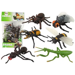 LEAN Toys Spielfigur Set Insektenfiguren Insekt Spinne Biene Figur Spielzeug Fliege Ameise braun