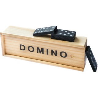 Chinchilla® klassisches Spiel Domino im Holz-Schiebedeckelkasten | 28 Spielsteine | Dominosteine | Holz-Schwarz | Ideales Spielzeug für Kinder und Freizeitaktivitäten
