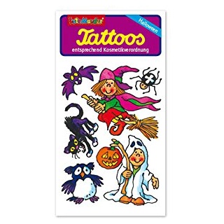 Lutz Mauder Halloween Tattoos (No. 5, Hexe Katze Gespenst Fledermaus Spinne Eule) Kinder Kindertattoo Tatoo Tatto Kindergeburtstag Geburtstag Mitgebsel Geschenk