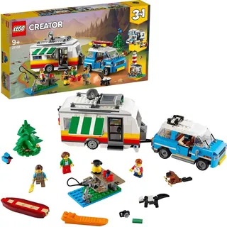 LEGO 31108 Creator 3-in-1 Campingurlaub Spielset mit Auto, Wohnmobil, Campingbus, Leuchtturm, Sommer-Bauspielzeug - Beige