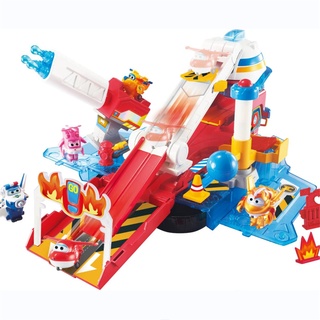 Super Wings Missions Team Spielset, Feuerwehrauto Sparky mit Jett Figur Spielzeug für 3+ jährige Jungen Mädchen,Transformations-Spielset mit Licht & Sound Effekten, Vorschul-Geburtstagsgeschenke