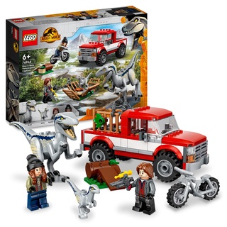 LEGO Jurassic World Blue & Beta in der Velociraptor-Falle, Spielzeugauto mit Dinosaurier Figuren, Geschenk für Kinder ab 6 Jahren 76946