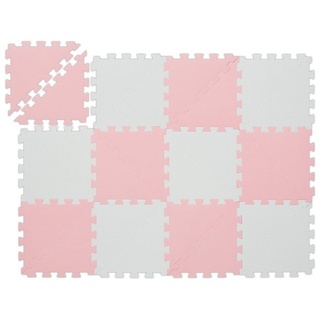 relaxdays Spielmatte Puzzlematte rosa-weiß rosa