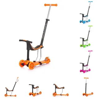 Chipolino Kinderroller 3 in 1 Multi Plus 3 Räder, Laufrad, Roller, LED-Lichter orange - Orange