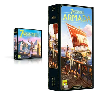 Repos Production - UNBOX NOW, 7 Wonders, Grundspiel, Strategiespiel, 3-7 Spieler, Ab 10+ Jahren, 30+ Minuten, Deutsch + 7 Wonders – Armada, Erweiterung, Kennerspiel, Strategiespiel, Deutsch