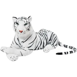 BRUBAKER Tiger Kuscheltier 75 cm - liegend Stofftier Plüschtier - Weiß