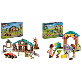 LEGO Friends Auffangstation für Farmtiere, Bauernhof-Spielzeug mit 3 Figuren und 5 Tieren & Friends Autumns Kälbchenstall, Bauernhof-Spielzeug mit Tieren für Kinder