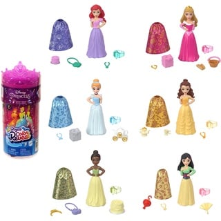 DISNEY Princess - Party Edition Sortiment, Color Reveal-Puppe, 6 Überraschungen, Wasser-Röhre, Diadem, für Kinder ab 3 Jahren, HMK83
