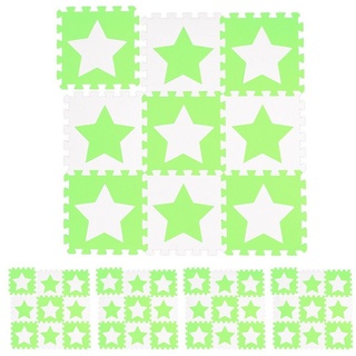relaxdays Spielmatte 45 x Puzzlematte Sterne weiß-grün grün|weiß