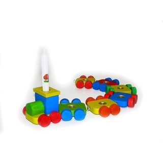 HESS SPIELZEUG Lernspielzeug Holzspielzeug Geburtstagszug mit 6 Anhänger BxLxH 400x70x55mm NEU bunt