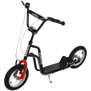 HOMCOM Kinderroller Lenker Verstellbar Scooter Tretroller Cityroller Kinder Roller Kickboard mit Luftreifen 12 Zoll ab 5 Jahre Schwarz 120 x 58 x 7... - Schwarz