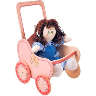 Dida - Der Puppenbuggy Aus Holz Dekoration Rosa ist EIN Holzpuppenwagen Zum Schieben Der Puppen Der Kleinkinder Der Spielwagen Ist Ideal Für Kindergarten und Zu Hause