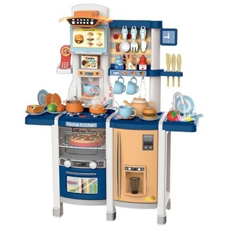 Coemo Spielküche Kunststoff, Kinderküche "Susi" Herd mit glühendem Licht, Sound 65 tlg. Zubehör blau