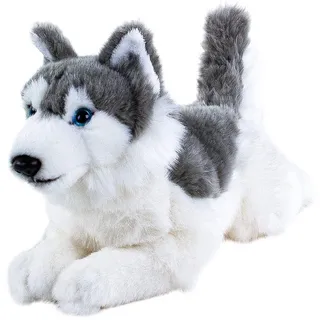 Teddys Rothenburg by Uni-Toys Kuscheltier Hund Husky 30 cm liegend grau/weiß Plüschhusky Plüschhund