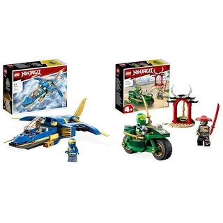 LEGO 71784 NINJAGO Jays Donner-Jet EVO, ab 7 Jahren & 71788 NINJAGO Lloyds Ninja-Motorrad, Spielzeug für Anfänger mit 2 Minifiguren: Lloyd und Skelett-Wächter, ab 4 Jahren