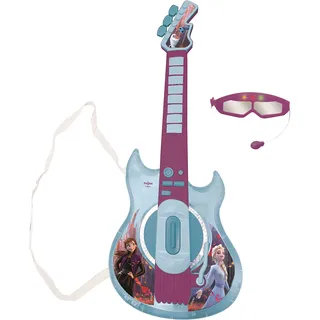 Lexibook, Die Eiskönigin, Leuchtende elektronische Gitarre mit Mikrofon, Brille mit Mikrofon, Melodien, 2 Spielmodi, MP3-Anschluss, Blau/Violett, K260FZ