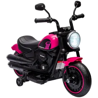 HOMCOM Elektro-Kindermotorrad Kinderfahrzeug mit 2 abnehmbaren Stützrädern Kunststoff Eisen Rosa, Belastbarkeit 25 kg, (1-tlg), 76L x 42B x 57H cm bunt|rosa|schwarz