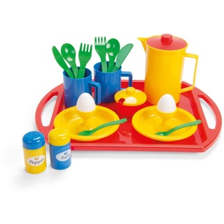 dantoy Spielgeschirr Kinder Spielzeug "Frühstück auf Tablett", (23-tlg), Geschirr Geschirrspielset Tafelservice Spielbesteck