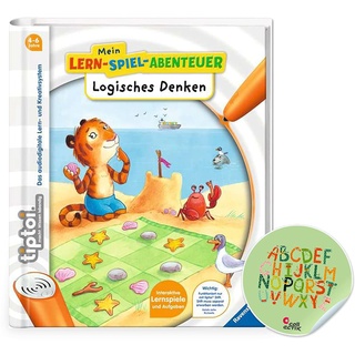 Ravensburger tiptoi ® Buch | Logisches Denken - Mein Lern-Spiel-Abenteuer + ABC Buchstaben Lernen Sticker