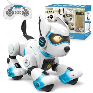 PRANITE Roboter Hund, Programmierbarer Roboterhund Kinder Ferngesteuerter Spielzeug, Wiederaufladbar, Tierimitation, Sprachsteuerung, Gestensteuerung, Musik, Tanz, für Jungen Mädchen