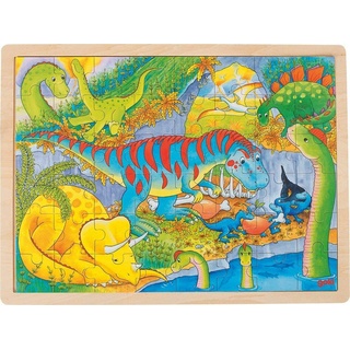 Puzzle aus Holz Einlegepuzzle Dinosaurier Dino goki 48 Teile Holzpuzzle mit Palandi® Sticker